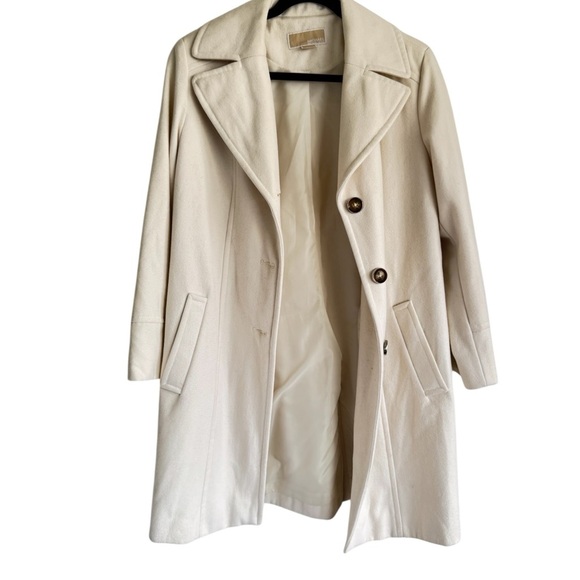 Michael Kors Wool Blend Cream Coat Women’s Size 10 Fall Winter Neutral - Picture 3 of 9